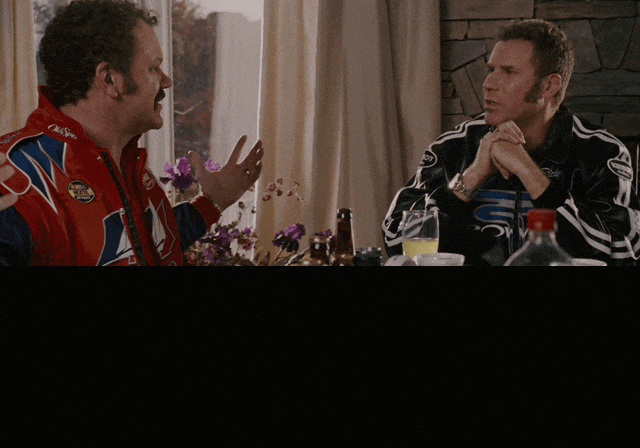 John C Reilly in Talladega Nights: The Ballad of Ricky Bobby (2006), captioned "I like to think of Jesus with giant eagle's wings, singing lead vocals for Lynyrd Skynyrd.", Earnest and Goofy reaction animated GIF