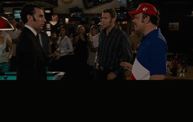 Will Ferrell in Talladega Nights: The Ballad of Ricky Bobby (2006), captioned "You sound like a dog with peanut butter on the roof of your mouth.", Mocking and Cocky reaction animated GIF