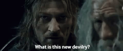 Boromir Gandalf from The Lord of the Rings: The Fellowship of the Ring (2001), Tense and Awed reaction animated GIF