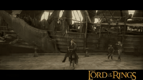 Aragorn At The Black Gate from The Lord of the Rings: The Return of the King (2003), Heroic and Grave reaction animated GIF