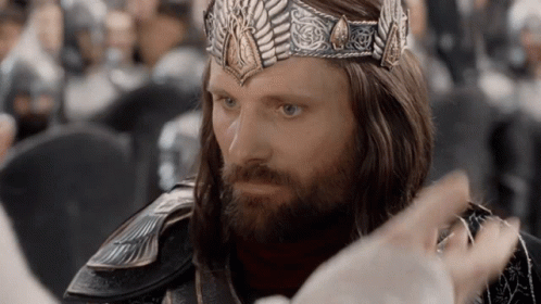 Aragorn Coronation from The Lord of the Rings: The Return of the King (2003), Heroic and Grave reaction animated GIF