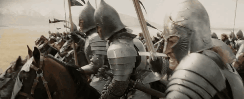 Faramir Charge from The Lord of the Rings: The Return of the King (2003), Heroic and Grave reaction animated GIF