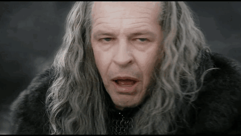 Gandalf Hits Denethor from The Lord of the Rings: The Return of the King (2003), Heroic and Grave reaction animated GIF