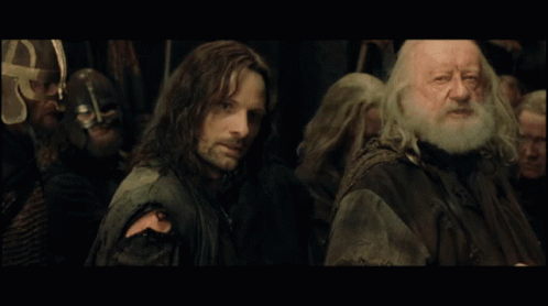 Aragorn And Legolas from The Lord of the Rings: The Two Towers (2002), Tense and Defiant reaction animated GIF