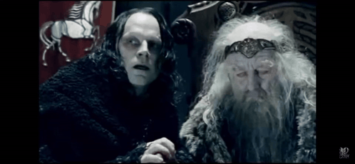 Grima Wormtongue from The Lord of the Rings: The Two Towers (2002), Tense and Defiant reaction animated GIF