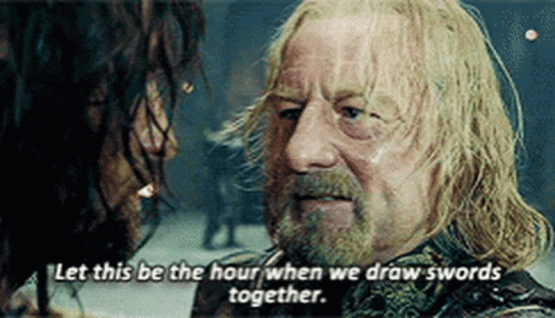 Let This Be The Hour from The Lord of the Rings: The Two Towers (2002), Tense and Defiant reaction animated GIF
