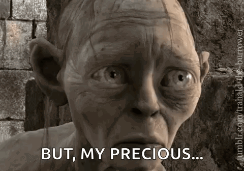 Sad Smeagol from The Lord of the Rings: The Two Towers (2002), Tense and Defiant reaction animated GIF