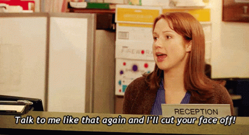 Ellie Kemper in The Office (US) (2005), Amused and Awkward reaction animated GIF