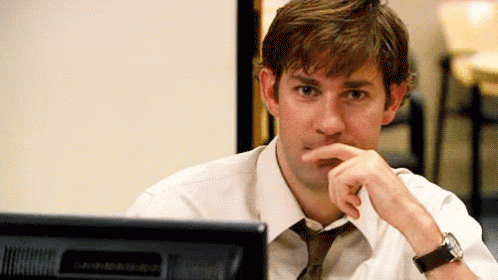 John Krasinski in The Office (US) (2005), Amused and Reacting reaction animated GIF