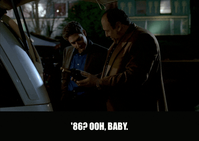 Michael Imperioli in The Sopranos (1999), captioned "'86? Ooh, baby.", Excitement and Delight reaction animated GIF