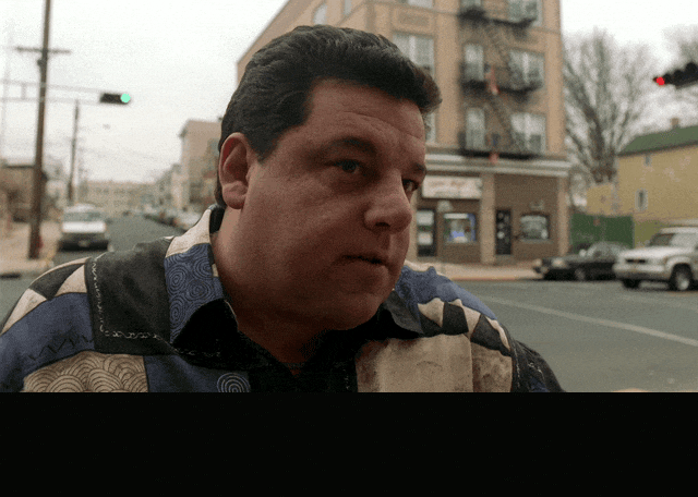 Steve Schirripa and Steven Van Zandt in The Sopranos (1999), captioned "Columbus Day is a day of Italian pride.", Indignant and Earnest reaction animated GIF