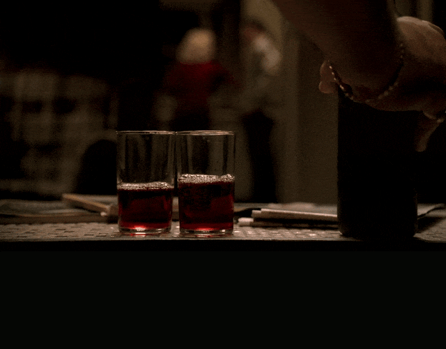 Dominic Chianese and James Gandolfini in The Sopranos (1999), captioned "A dog you love catches rabies, you put her out of its misery, Anthony.", Blunt and Grim reaction animated GIF