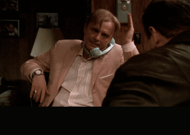 Vincent Curatola and Joe Pantoliano in The Sopranos (1999), captioned "You're a real weasel, you know that?", Contemptuous and Cold reaction animated GIF
