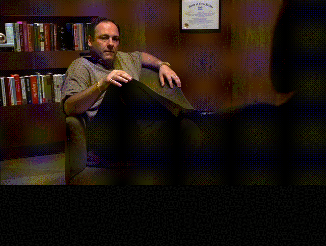 James Gandolfini in The Sopranos (1999), Wry and Guarded reaction animated GIF