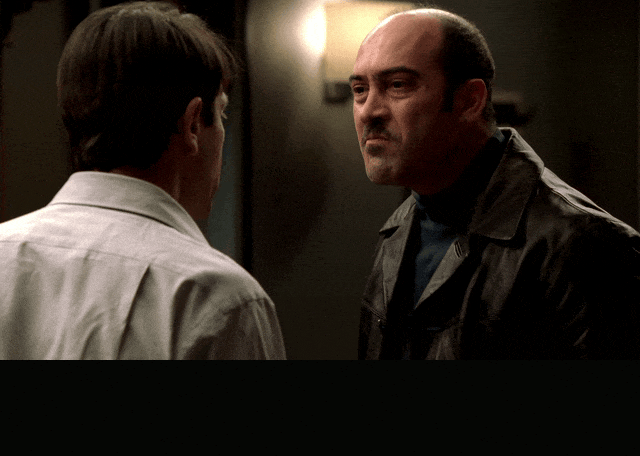 John Ventimiglia in The Sopranos (1999), captioned "You fucking French fucking lying cocksucker!", Enraged and Unhinged reaction animated GIF