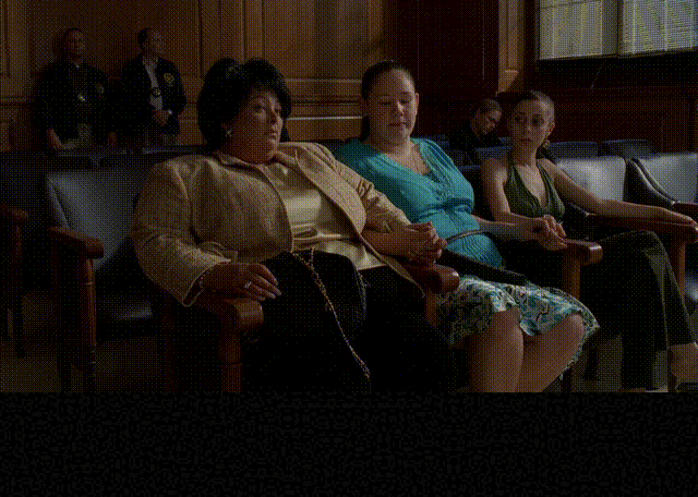 Denise Borino-Quinn and Vincent Curatola in The Sopranos (1999), captioned "Oh, thank God!", Relieved and Anxious reaction animated GIF