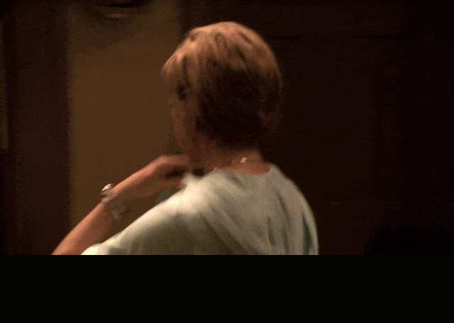 Edie Falco and James Gandolfini in The Sopranos (1999), captioned "He'd talk to you? Oh, poor you! He made me feel like I mattered!", Mocking and Furious reaction animated GIF