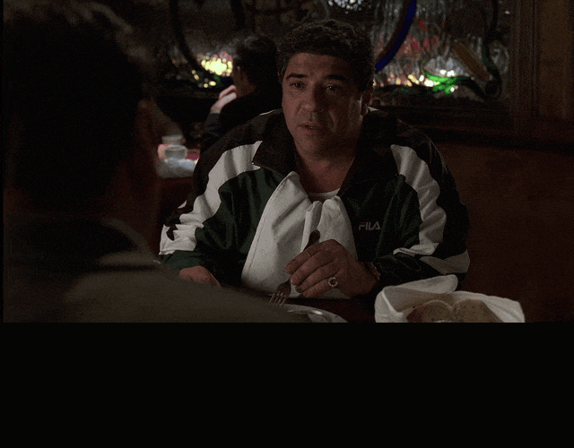 Vincent Pastore in The Sopranos (1999), captioned "Works in very mysterious ways, His wonders to perform. But no doubt: He's been very good to me.", Sincere and Wistful reaction animated GIF