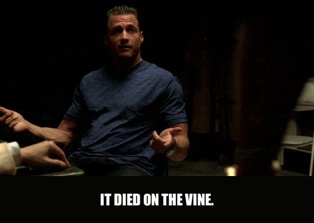 It Died on the Vine from The Sopranos (1999), captioned "It died on the vine.", Sheepish and Deadpan reaction animated GIF