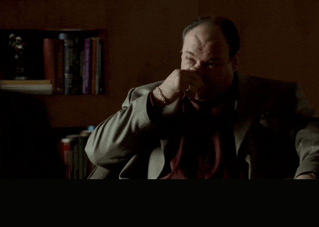 James Gandolfini in The Sopranos (1999), captioned "It doesn't have to be a pair of socks.", Wry and Unimpressed reaction animated GIF