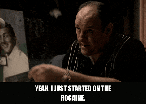 Just Started Rogaine from The Sopranos (1999), captioned "Yeah. I just started on the Rogaine.", Embarrassed and Self-Deprecating reaction animated GIF