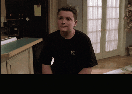 Robert Iler in The Sopranos (1999), captioned "Life is absurd. Don't say that! God forgive you! There is no God.", Indifferent and Bleak reaction animated GIF