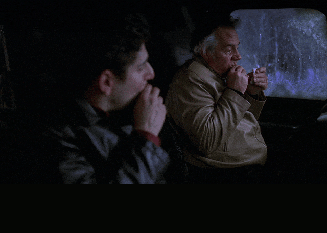 Tony Sirico and Michael Imperioli in The Sopranos (1999), captioned "Not bad. Mix it with the relish.", Resigned and Practical reaction animated GIF