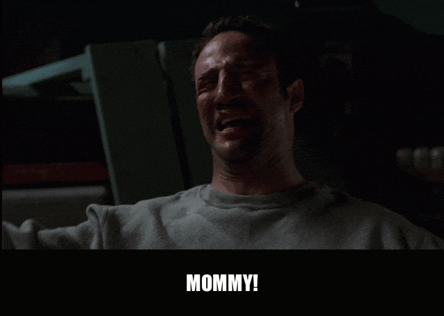 Lillo Brancato in The Sopranos (1999), captioned "Mommy!", Terrified and Panicked reaction animated GIF