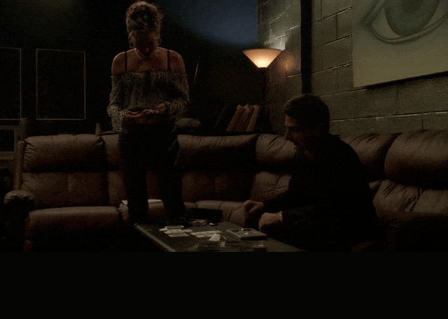 Michael Imperioli and Drea De Matteo in The Sopranos (1999), captioned "It's got more carats than Bugs Bunny.", Smug and Proud reaction animated GIF