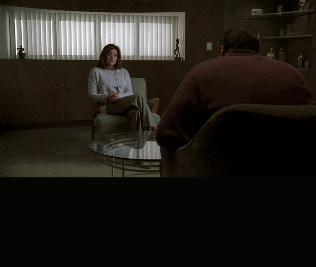 James Gandolfini in The Sopranos (1999), captioned "Oh, and by that I'm supposed to know she's gonna throw a fucking roast beef at my head?", Exasperated and Indignant reaction animated GIF