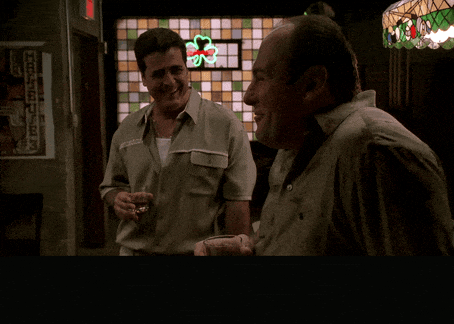 Tony Sirico in The Sopranos (1999), captioned "When Ginny hauls ass, she's gotta make two trips.", Amused and Joking reaction animated GIF