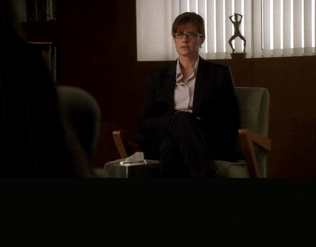 James Gandolfini and Lorraine Bracco in The Sopranos (1999), captioned "Like behind Noah's Ark, there's a little boat with the skunks. So wives are skunks?", Deadpan and Incredulous reaction animated GIF