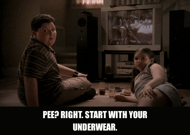 James Gandolfini in The Sopranos (1999), captioned "Pee? Right. Start with your underwear.", Sarcastic and Dismissive reaction animated GIF