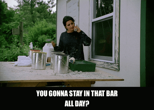 Kathrine Narducci in The Sopranos (1999), captioned "You gonna stay in that bar all day?", Exasperated and Fed Up reaction animated GIF