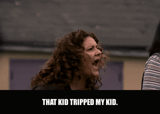 Aida Turturro in The Sopranos (1999), captioned "That kid tripped my kid.", Angry and Outraged reaction animated GIF