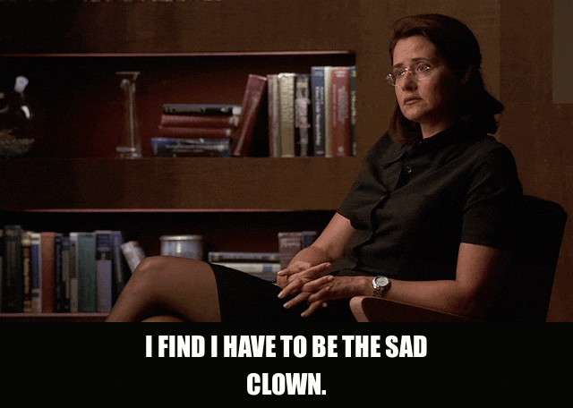 James Gandolfini and Lorraine Bracco in The Sopranos (1999), Melancholy and Self-Aware reaction animated GIF