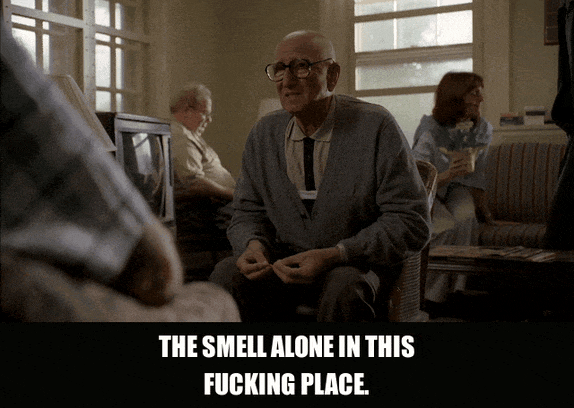 Dominic Chianese in The Sopranos (1999), captioned "The smell alone in this fucking place.", Disgusted and Resigned reaction animated GIF