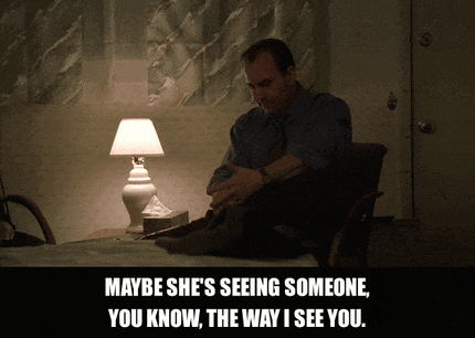 James Gandolfini in The Sopranos (1999), captioned "Maybe she's seeing someone, you know, the way I see you.", Wistful and Vulnerable reaction animated GIF