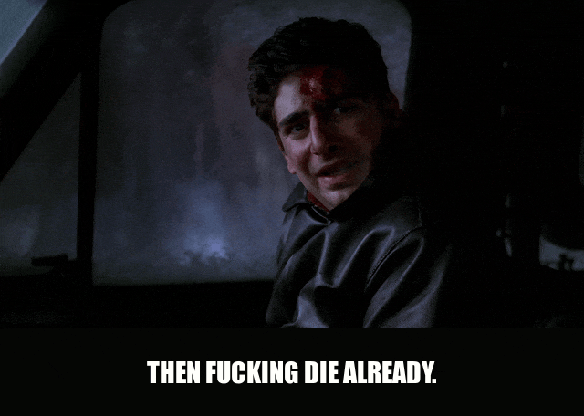 Tony Sirico in The Sopranos (1999), captioned "Then fucking die already.", Exasperation and Irritation reaction animated GIF
