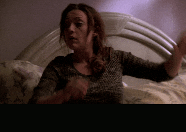 Aida Turturro in The Sopranos (1999), captioned "Then get the fuck out.", Furious and Fed Up reaction animated GIF