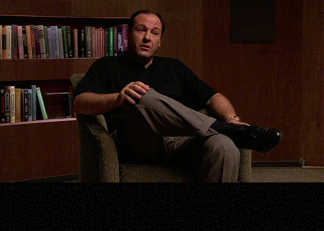 James Gandolfini in The Sopranos (1999), Deadpan and Guarded reaction animated GIF