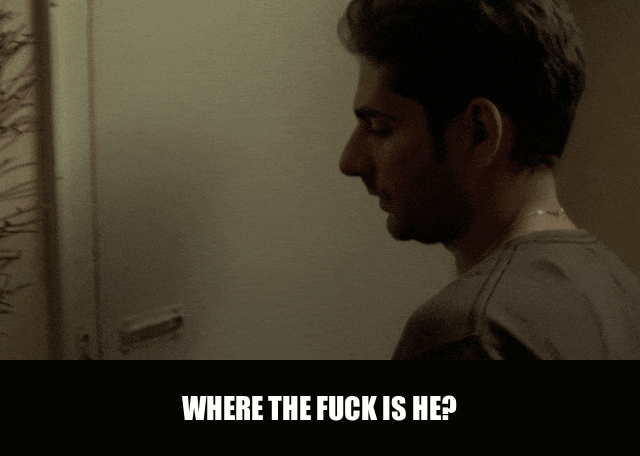 Frank Vincent in The Sopranos (1999), captioned "Where the fuck is he?", Menace and Anger reaction animated GIF