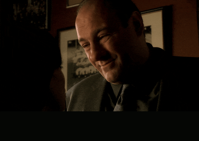 James Gandolfini in The Sopranos (1999), captioned "I just don't wanna be where Ralph Cifaretto has been. You prick!", Smug and Hurt reaction animated GIF