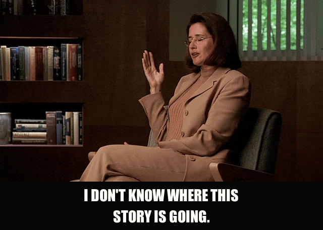 Lorraine Bracco in The Sopranos (1999), captioned "I don't know where this story is going.", Assertive and Skeptical reaction animated GIF