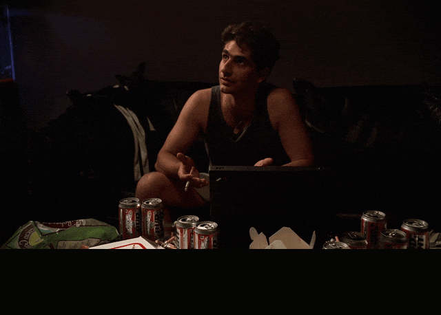 Michael Imperioli in The Sopranos (1999), captioned "Where's my arc?", Anxious and Frustrated reaction animated GIF