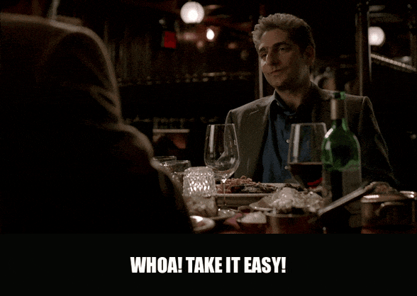 Michael Imperioli in The Sopranos (1999), captioned "Whoa! Take it easy!", Alarm and Warning reaction animated GIF