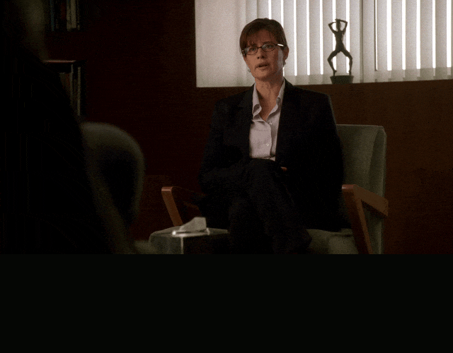 James Gandolfini and Lorraine Bracco in The Sopranos (1999), captioned "Actually, I think the wives should ride in a little cart, behind the car. Like in the cartoons.", Deadpan and Sarcastic reaction animated GIF