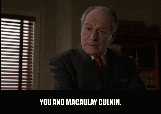You and Macaulay Culkin from The Sopranos (1999), captioned "You and Macaulay Culkin.", Dry and Sarcastic reaction animated GIF