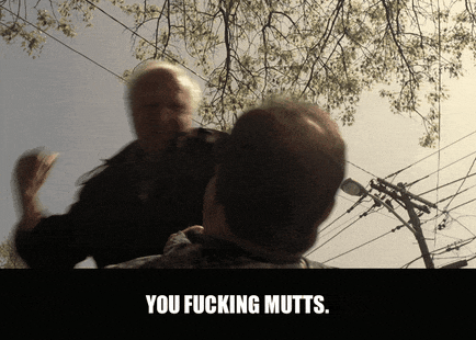 Dominic Chianese in The Sopranos (1999), captioned "You fucking mutts.", Furious and Contemptuous reaction animated GIF