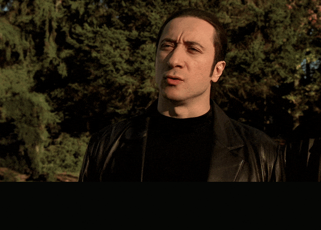 Federico Castelluccio in The Sopranos (1999), captioned "You got a bee on your hat.", Deadpan and Calm reaction animated GIF